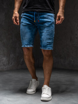 Granatowe krótkie spodenki jeansowe męskie Denley TF183A1