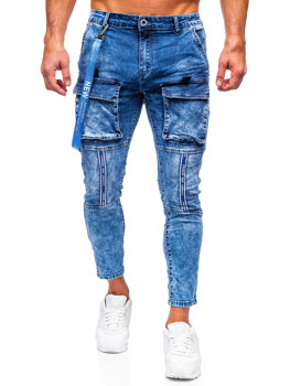 Granatowe spodnie bojówki jeansowe męskie Denley TF145