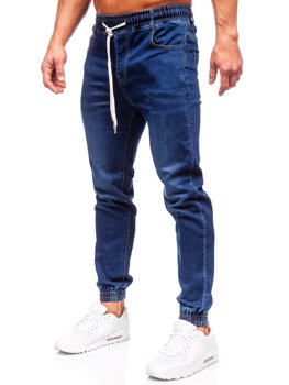 Granatowe spodnie jeansowe joggery męskie Denley 9080