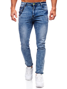 Granatowe spodnie jeansowe męskie regular fit Denley HY1050