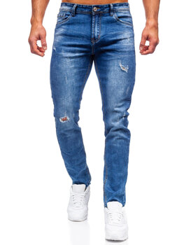 Granatowe spodnie jeansowe męskie regular fit Denley K10006-1