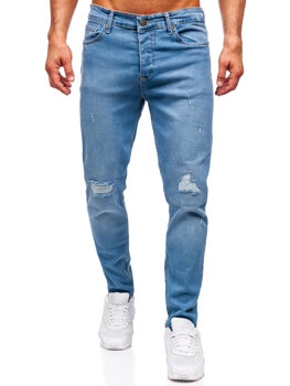 Granatowe spodnie jeansowe męskie slim fit Denley 6462