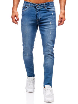 Granatowe spodnie jeansowe męskie slim fit Denley 6469