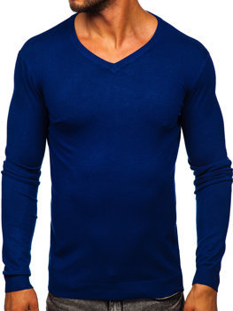 Granatowy sweter męski w serek Denley MMB601