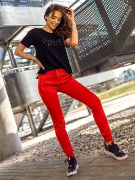 Jasnoczerwone spodnie dresowe damskie Denley CK-01B