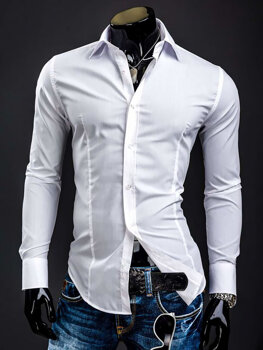 Koszula męska elegancka z długim rękawem biała Bolf 1703A