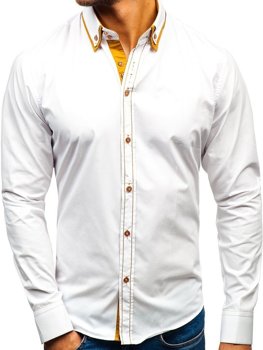 Koszula męska elegancka z długim rękawem biała Bolf 3703