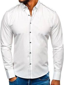 Koszula męska elegancka z długim rękawem biała Bolf 6920