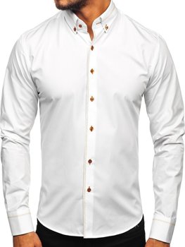 Koszula męska elegancka z długim rękawem biała Bolf 6964