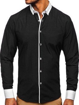 Koszula męska elegancka z długim rękawem czarna Bolf 2782