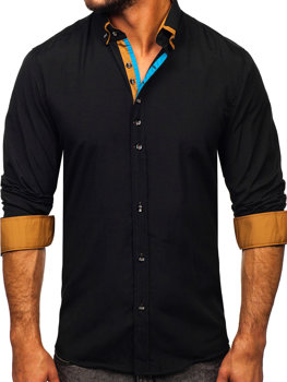 Koszula męska elegancka z długim rękawem czarna Bolf 3708-1