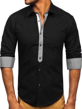Koszula męska elegancka z długim rękawem czarna Bolf 6873
