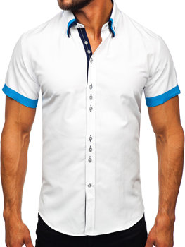 Koszula męska elegancka z krótkim rękawem biała Bolf 2926