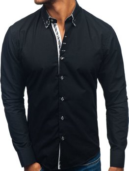Koszula męska z długim rękawem czarna Bolf 3762