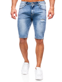 Niebieskie jeansowe krótkie spodenki męskie Denley KG3916