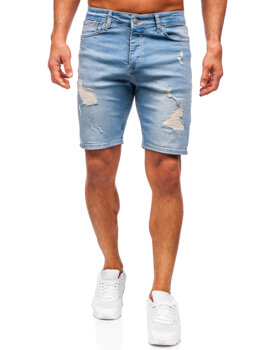 Niebieskie krótkie spodenki jeansowe męskie Denley 0464