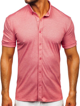 Różowa koszula męska z krótkim rękawem Denley 2005
