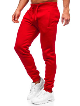 Spodnie męskie joggery dresowe czerwone Denley XW01-A