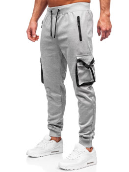 Szare bojówki spodnie męskie joggery dresowe Denley 8K1116