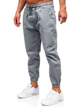 Szare spodnie joggery męskie Denley 001