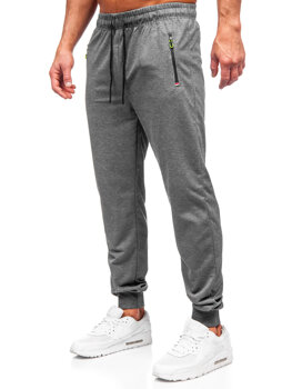 Szare spodnie męskie joggery dresowe Denley JX6107