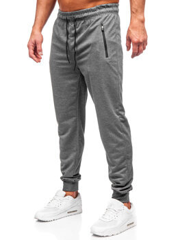 Szare spodnie męskie joggery dresowe Denley JX6109