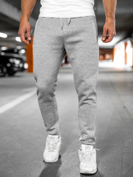Szare spodnie męskie joggery dresowe Denley XW06A