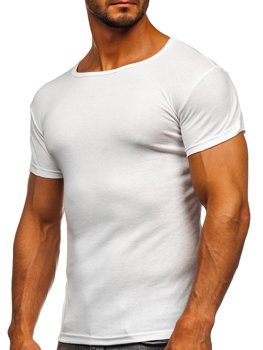 T-shirt męski bez nadruku biały Denley NB003
