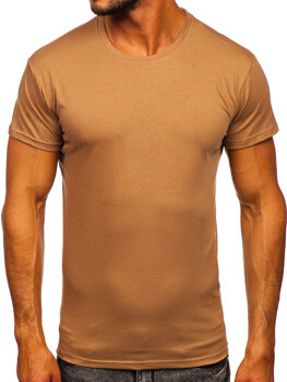 T-shirt męski bez nadruku brązowy Denley 2005