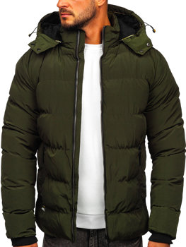 Zielona pikowana kurtka męska zimowa Denley 6906