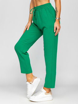 Zielone materiałowe spodnie damskie Denley W7325