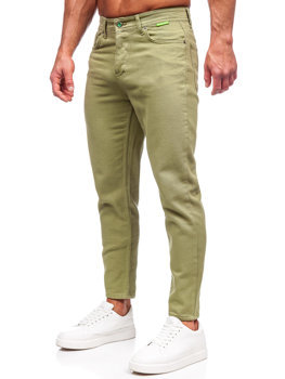 Zielone spodnie materiałowe męskie Denley GT