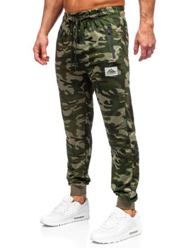 Zielone spodnie męskie joggery dresowe moro Denley JX6186