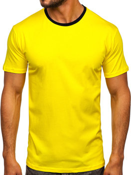 Żółty bawełniany t-shirt męski bez nadruku Denley 0004