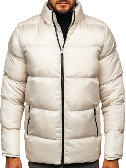 Beżowa pikowana kurtka męska zimowa Denley 0025