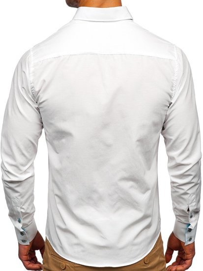 Biała koszula męska z długim rękawem Bolf 20725