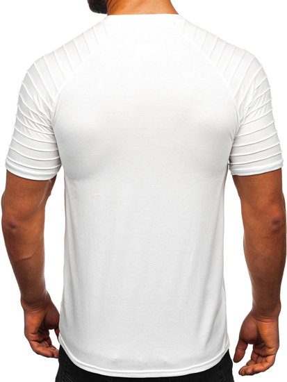 Biały bez nadruku t-shirt męski Denley 8T88