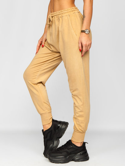 Camelowe spodnie dresowe damskie Denley 0011