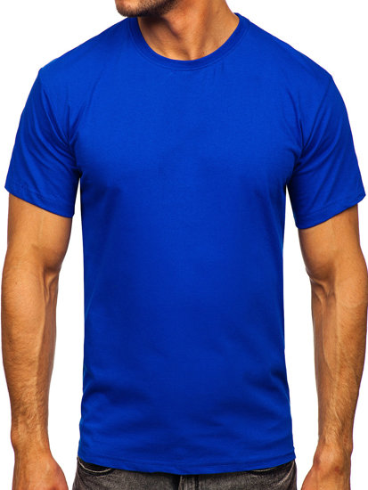 Chabrowy bawełniany T-shirt męski bez nadruku Bolf 192397