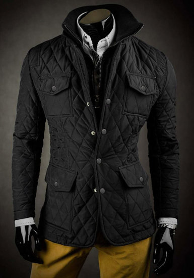 Czarna elegancka kurtka męska pikowana Denley 802A