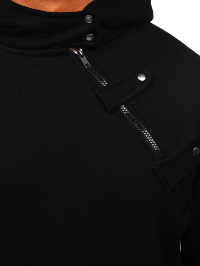 Czarna gruba bluza męska z kapturem Bolf 06