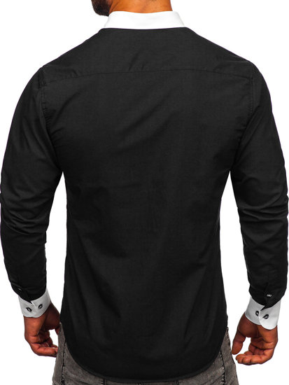 Czarna koszula męska elegancka z długim rękawem Bolf 21750