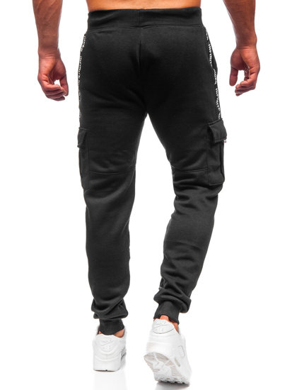Czarne bojówki spodnie męskie dresowe Denley JX9395