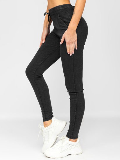 Czarne jeansowe legginsy damskie Denley W7172