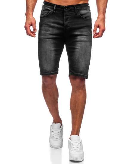 Czarne krótkie spodenki jeansowe męskie Denley 3036