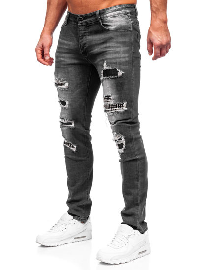 Czarne spodnie jeansowe męskie regular fit Denley MP0072N