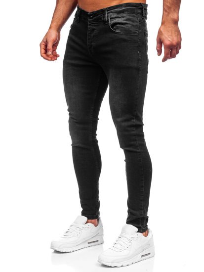 Czarne spodnie jeansowe męskie skinny fit Denley R924