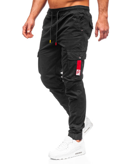 Czarne spodnie joggery bojówki męskie Denley R8702