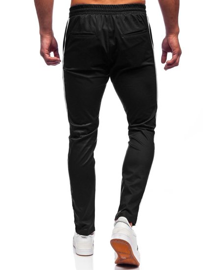 Czarne spodnie materiałowe joggery męskie Denley 0013