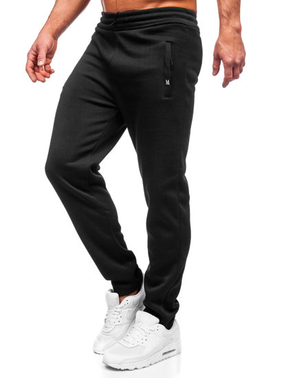 Czarne spodnie męskie dresowe Denley YK187